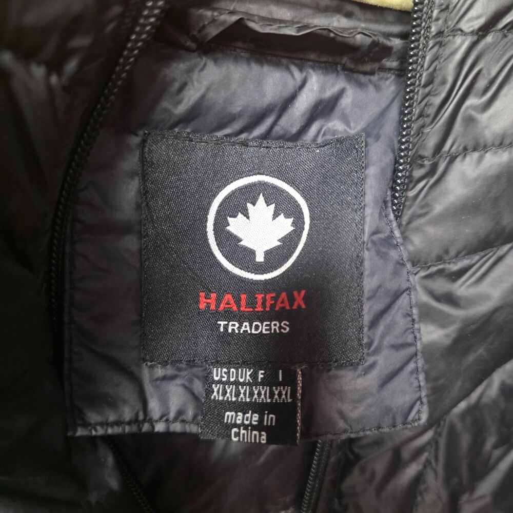 Halifax Traders Puffer Jacket Size XL Black Zip Hood Packable Lightweight - Picture 3 of 8